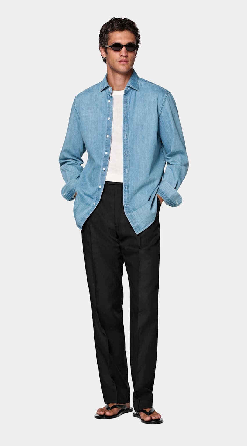 Mid Blue Denim Shirt